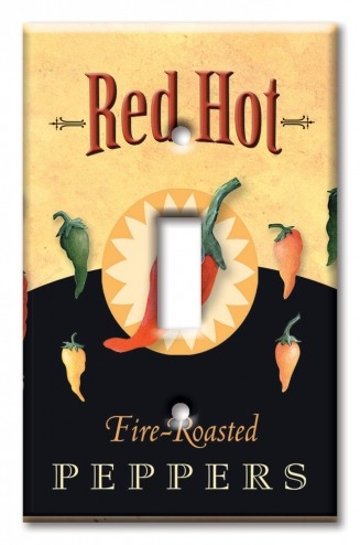 Art Plates - Decorative OVERSIZED Switch Plates & Outlet Covers - Red Hot Peppers