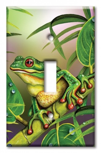 Art Plates - Decorative OVERSIZED Switch Plates & Outlet Covers - Red Eyed Frog