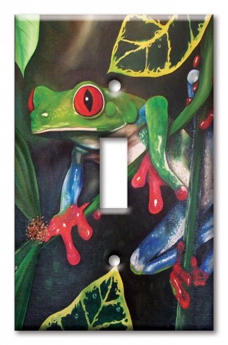 Art Plates - Decorative OVERSIZED Switch Plates & Outlet Covers - Red Eyed Tree Frog