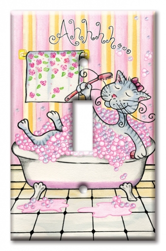 Art Plates - Decorative OVERSIZED Wall Plates & Outlet Covers - Cat Bath