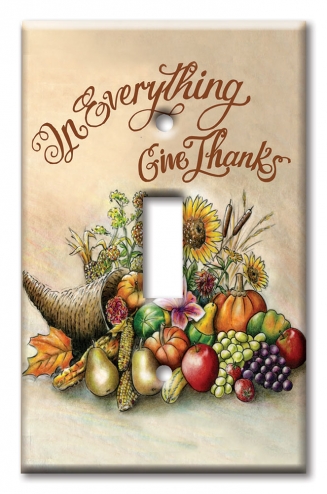 Art Plates - Decorative OVERSIZED Wall Plate - Outlet Cover - Give Thanks II
