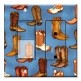 Printed 2 Gang Decora Switch - Outlet Combo with matching Wall Plate - Cowboy Boots (Denim) - Image by Dan Morris