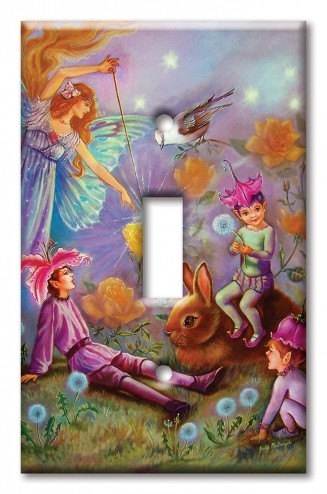 Art Plates - Decorative OVERSIZED Wall Plate - Outlet Cover - Fairy