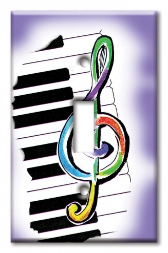 Art Plates - Decorative OVERSIZED Wall Plate - Outlet Cover - Keyboard and Clef