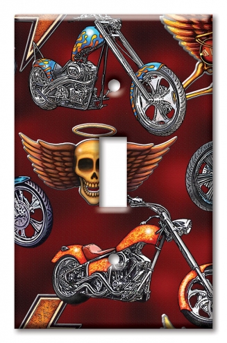 Art Plates - Decorative OVERSIZED Wall Plates & Outlet Covers - Choppers and Skulls - Image by Dan Morris