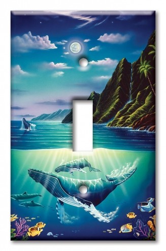 Art Plates - Decorative OVERSIZED Switch Plate - Outlet Cover - Whale II