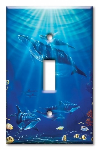 Art Plates - Decorative OVERSIZED Switch Plate - Outlet Cover - Whale