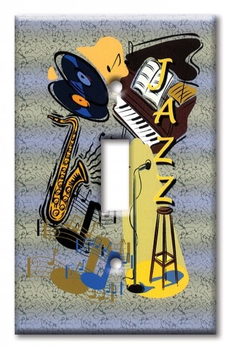 Art Plates - Decorative OVERSIZED Wall Plate - Outlet Cover - Jazz
