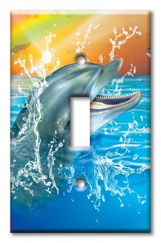 Art Plates - Decorative OVERSIZED Wall Plate - Outlet Cover - Dolphin
