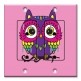 Printed 2 Gang Decora Duplex Receptacle Outlet with matching Wall Plate - Pink Owl