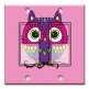 Printed Decora 2 Gang Rocker Style Switch with matching Wall Plate - Pink Owl