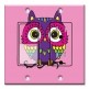 Printed 2 Gang Decora Switch - Outlet Combo with matching Wall Plate - Pink Owl