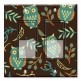 Printed Decora 2 Gang Rocker Style Switch with matching Wall Plate - Brown Owls