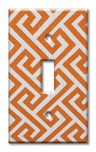 Art Plates - Decorative OVERSIZED Switch Plates & Outlet Covers - Orange Maze