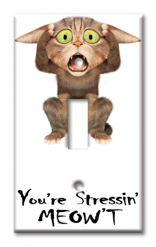 Art Plates - Decorative OVERSIZED Switch Plate - Outlet Cover - You're Stressin' Meow't