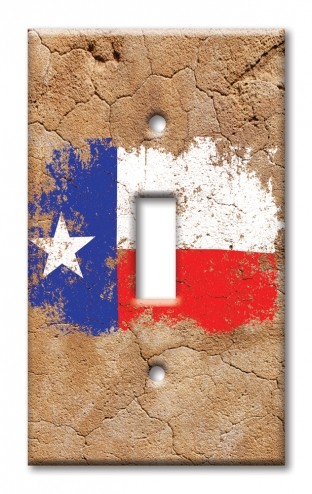 Art Plates - Decorative OVERSIZED Switch Plate - Outlet Cover - Vintage Texas Flag