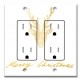 Printed 2 Gang Decora Duplex Receptacle Outlet with matching Wall Plate - Gold Antlers
