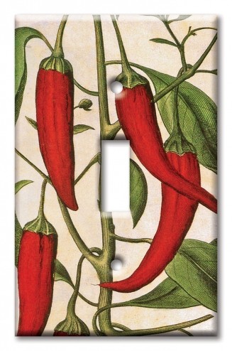 Art Plates - Decorative OVERSIZED Switch Plate - Outlet Cover - Red Peppers