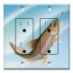 Printed 2 Gang Decora Duplex Receptacle Outlet with matching Wall Plate - Leaping Fish (blue)