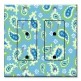 Printed 2 Gang Decora Duplex Receptacle Outlet with matching Wall Plate - Blue Paisley