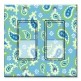 Printed Decora 2 Gang Rocker Style Switch with matching Wall Plate - Blue Paisley