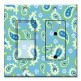 Printed 2 Gang Decora Switch - Outlet Combo with matching Wall Plate - Blue Paisley