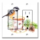 Printed 2 Gang Decora Switch - Outlet Combo with matching Wall Plate - Bird At Tea Time