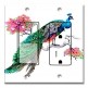 Printed 2 Gang Decora Switch - Outlet Combo with matching Wall Plate - Colorful Peacock