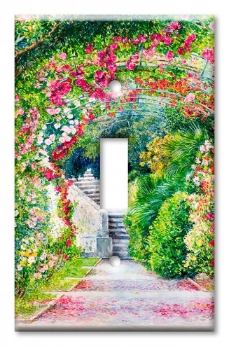 Art Plates - Decorative OVERSIZED Wall Plate - Outlet Cover - Flower Garden