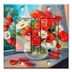 Printed 2 Gang Decora Switch - Outlet Combo with matching Wall Plate - Red and White Flowers