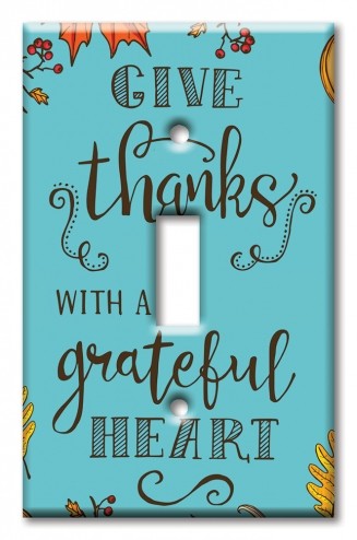 Art Plates - Decorative OVERSIZED Wall Plate - Outlet Cover - Give Thanks
