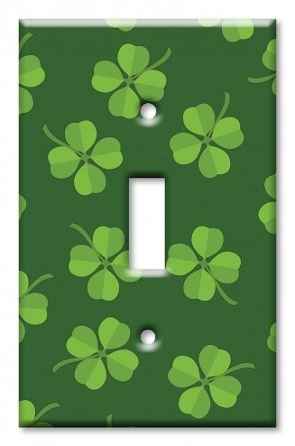 Art Plates - Decorative OVERSIZED Wall Plate - Outlet Cover - Four Leaf Clovers