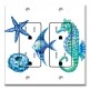 Printed 2 Gang Decora Duplex Receptacle Outlet with matching Wall Plate - Colorful Seahorse and Shells
