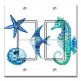 Printed Decora 2 Gang Rocker Style Switch with matching Wall Plate - Colorful Seahorse and Shells
