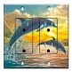 Printed 2 Gang Decora Duplex Receptacle Outlet with matching Wall Plate - Dolphins At Sunset