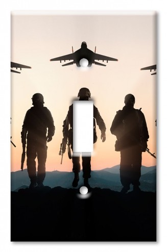 Art Plates - Decorative OVERSIZED Switch Plates & Outlet Covers - Military Silhouettes