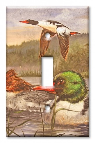Art Plates - Decorative OVERSIZED Wall Plate - Outlet Cover - Ducks On Water