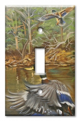 Art Plates - Decorative OVERSIZED Wall Plate - Outlet Cover - Ducks Taking Flight