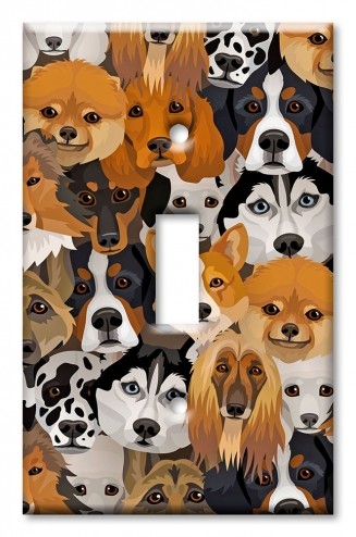 Art Plates - Decorative OVERSIZED Wall Plate - Outlet Cover - Just Dogs