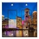 Printed 2 Gang Decora Switch - Outlet Combo with matching Wall Plate - Boston At Night