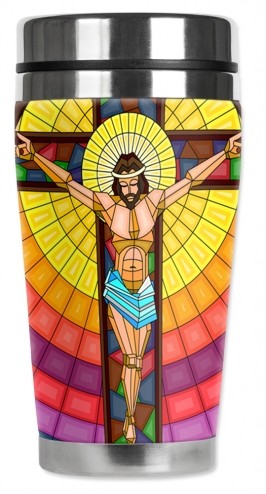 Jesus On Cross Stained Glass - #8645