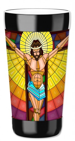 Jesus On Cross Stained Glass - #8645