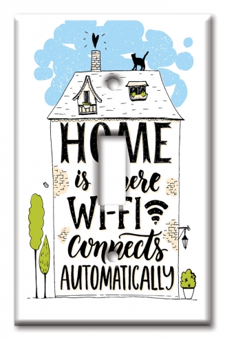 Art Plates - Decorative OVERSIZED Wall Plate - Outlet Cover - Home Is Wi-Fi