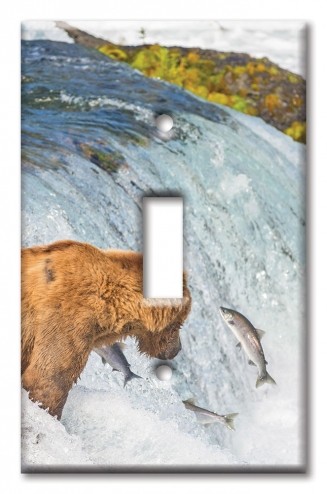 Art Plates - Decorative OVERSIZED Wall Plates & Outlet Covers - Bear Fishing