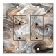 Printed 2 Gang Decora Duplex Receptacle Outlet with matching Wall Plate - Grey and Brown Swirl Marble - Granite Print