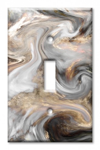 Art Plates - Decorative OVERSIZED Wall Plate - Outlet Cover - Grey and  Brown Swirl Marble - Granite Print