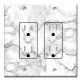 Printed 2 Gang Decora Duplex Receptacle Outlet with matching Wall Plate - White and Grey Marble - Granite Print
