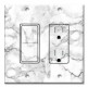 Printed 2 Gang Decora Switch - Outlet Combo with matching Wall Plate - White and Grey Marble - Granite Print