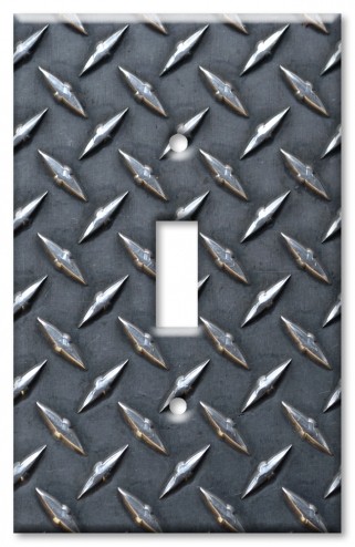 Art Plates - Decorative OVERSIZED Wall Plates & Outlet Covers - Black Diamond Plate Print