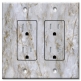 Printed 2 Gang Decora Duplex Receptacle Outlet with matching Wall Plate - White Pearl Quartzite / Granite / Marble Print